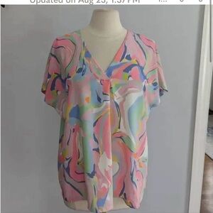 CROSBY by Mollie Burch Pastel Swirl Blouse